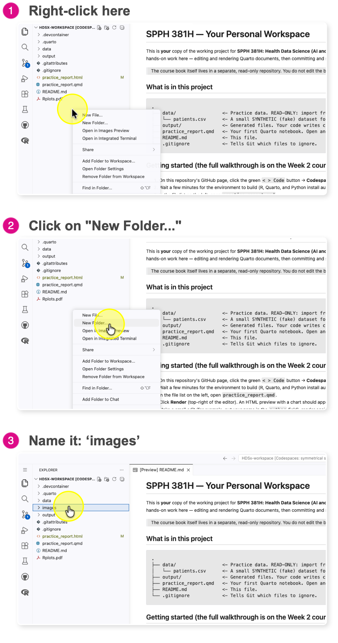 Right click in Explorer pane