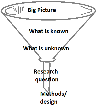 The typical funnel shape of an Introduction section.